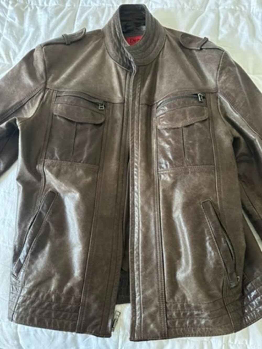 100% full grain leather jacket- brown